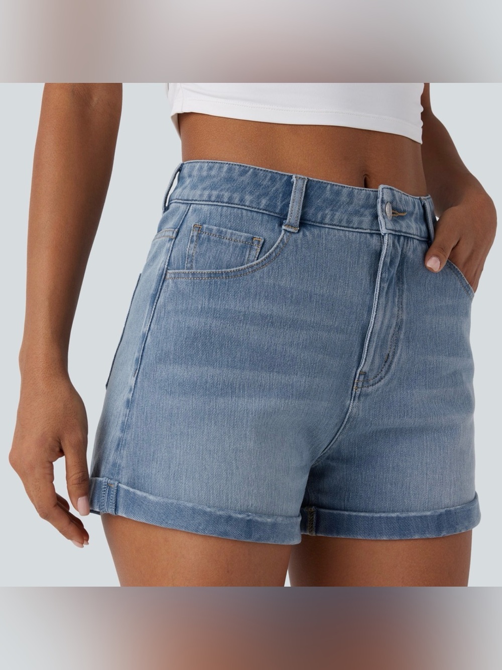 HALARA “Flex” Light Wash Stretchy Denim Shorts